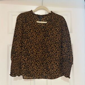 Aqua Brown Leopard Print Blouse
